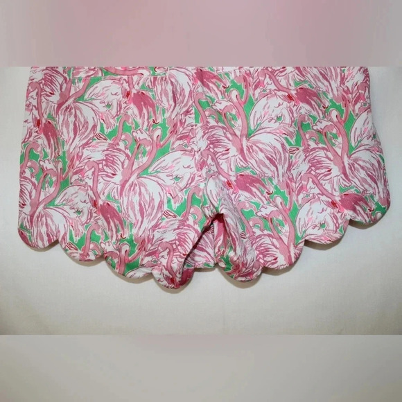 Lilly Pulitzer 5" Buttercup Mid Rise Scalloped Shorts in Pink Colony Flamingo 4 - Picture 8 of 14